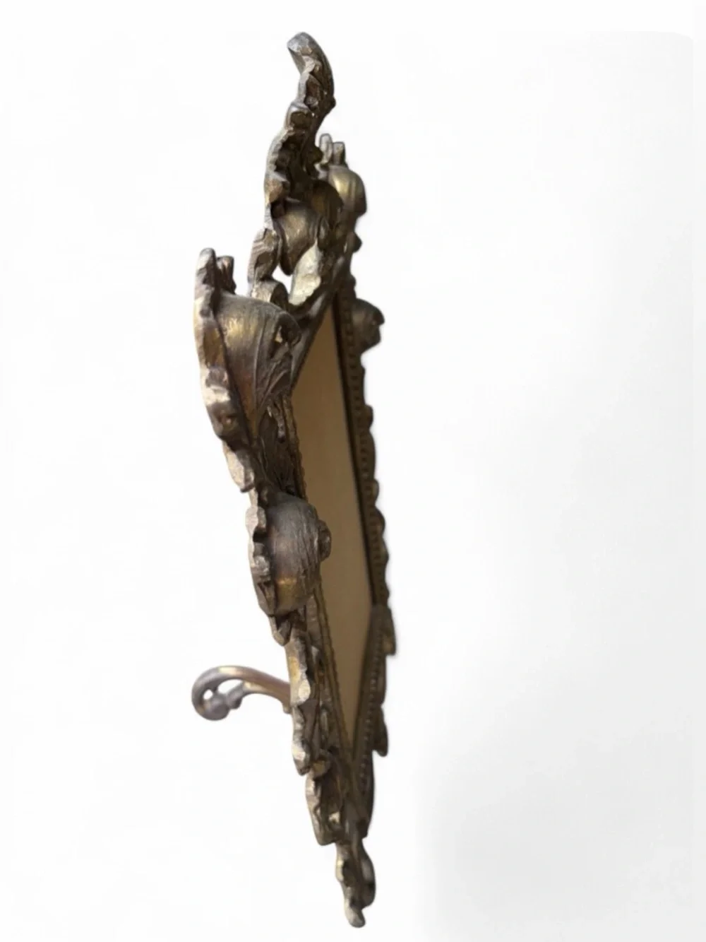 Vintage Gilt Metal Ornate Art Nouveau Baroque Style Owl Motif Picture Frame